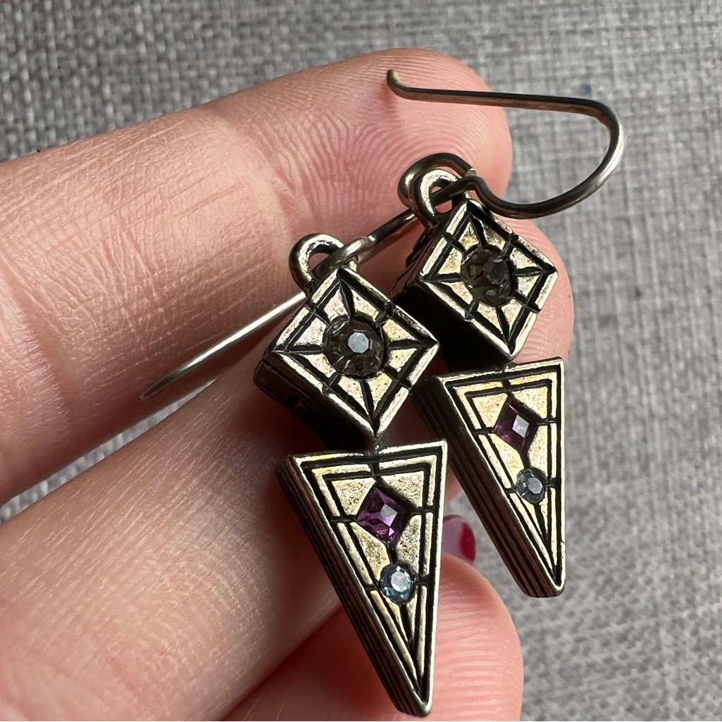 Vintage Patricia Locke Dangle Crystal Accent Earrings